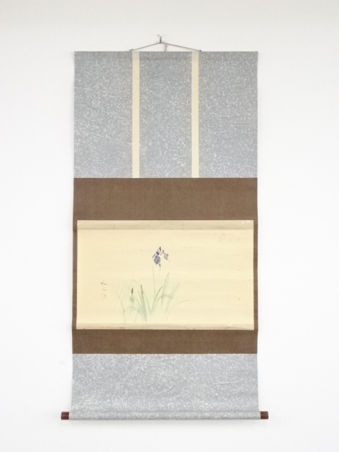 JAPANESE HANGING SCROLL / HAND PAINTED / IRIS